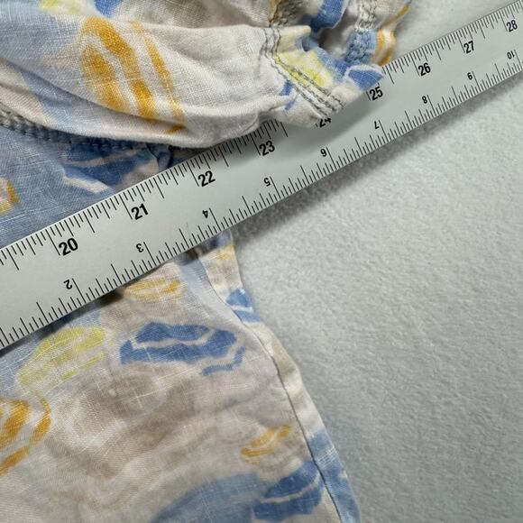 Tommy Bahama Shirt Men's Small Blue Beige Geometric Abstract 100% Linen Summer - Picture 4 of 8